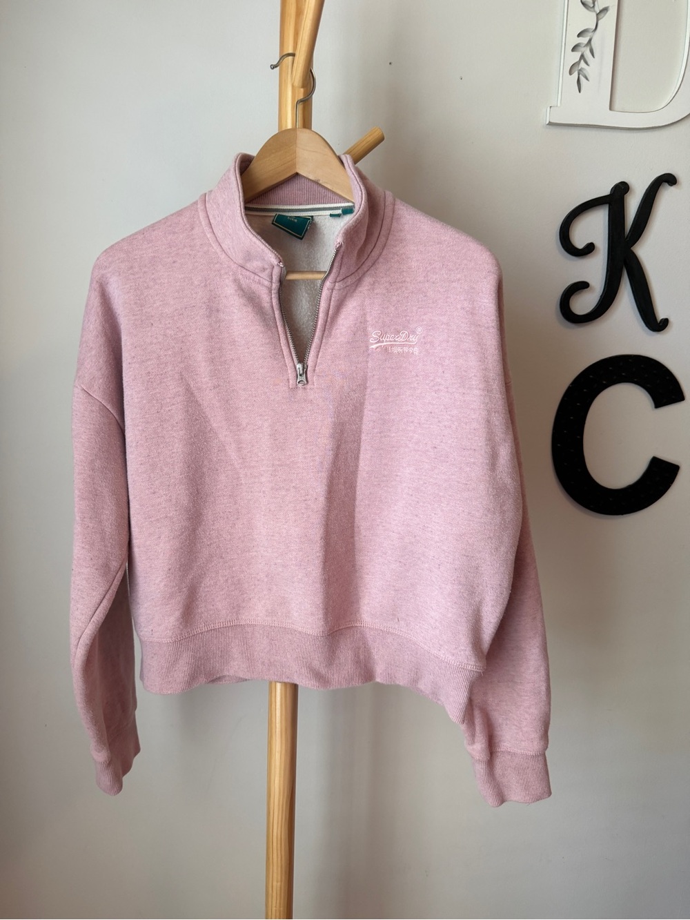 Superdry 1/4 Zip Sweatshirt Women’s Size 10 Pink Pullover Top Gym Casual
